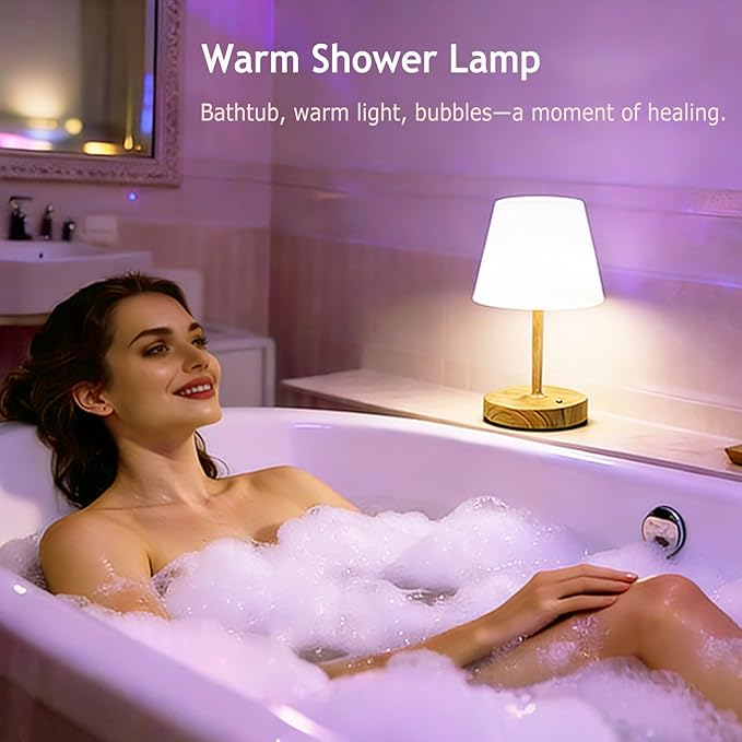 Cordless Table Lamp with 4000mah Battery Powered, Rechargeable Table Lamp for Indoor/Outdoor, 3-Color Dimmable Desk Lamp for Bathroom, Kitchen, Bedroom, Outdoor lamp for Patio, Camping