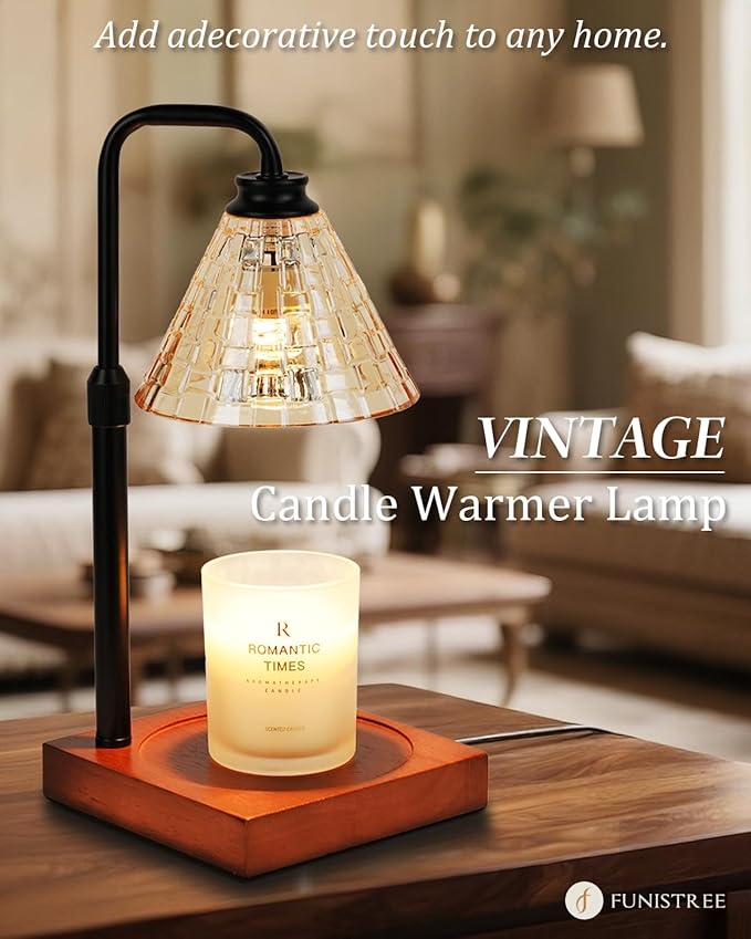 Vintage Candle Warmer Lamp with Timer Dimmer, Adjustable Height, House Warming Birthday Gifts for Women Mom, Valentines White Candle Lamp Warmer, Wax Warmer Lamp for Jar Candles with 2 Bulbs