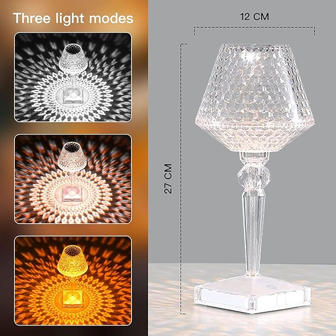 Crystal Lamp, Crystal Table Lamp Rose Crystal Lamp USB Diamond Table Lamp 16 Color Changing Touch Crystal Lamp (D)