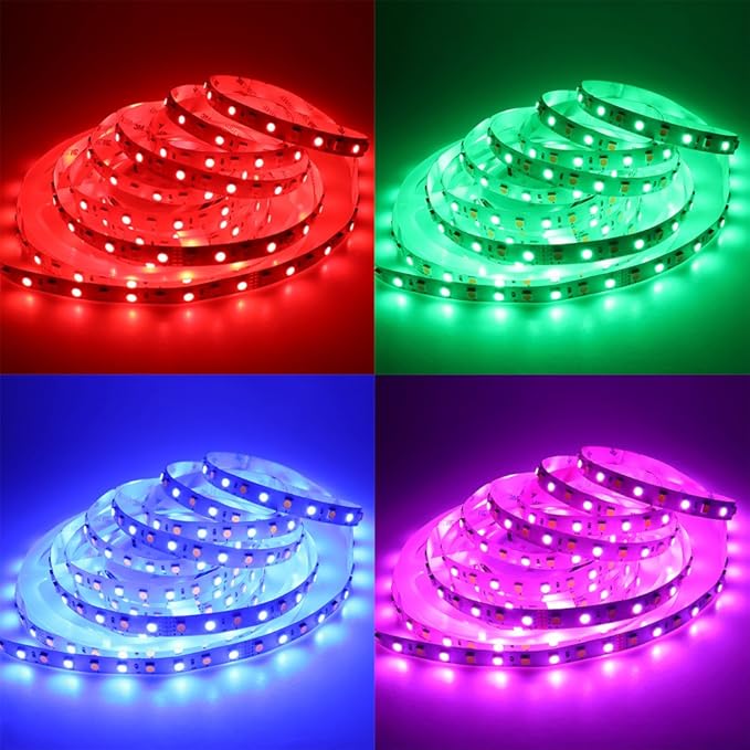 RGBW LED Strip Lights RGB+Warm White(2800K-3200K) 360LEDs SMD 5050 DC 24V Multi-Colored LED Tape Lights Flexible LED Rope Lighting 16.4Ft Non-Waterproof for Bedroom Kitchen Decoration