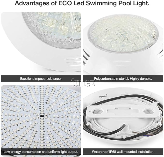 TUNEZ 18W Windmilling Style LED Swimming Pool Light Bright Underwater IP68 RGB 7 Colours Changing Wall Mounted 12V AC 5 Feet Wire with Remote Control, for Decorating Pool, Rockery, Fountain