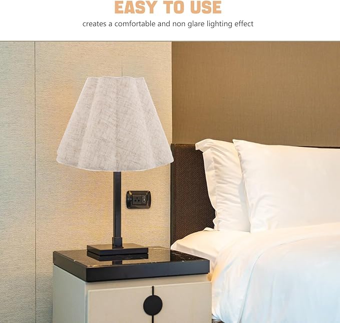 Homoyoyo Floor Lamp Shade: Linen Table Lamp Shade - Pleated Scalloped Lampshade - Decorative Fabric Light Cover Replacement For Bedside Floor Lighting Beige