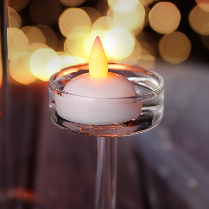 IMAGE Floating Candles, Flameless Floating LED Tea Lights 12 Pack Waterproof Tealight Candles for Wedding Party Spa Home Indoor Outdoor Decor-Yellow