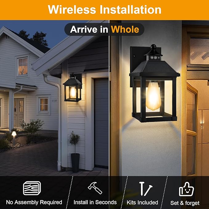 Solar Sconce Lights Outdoor Wall Mount Solar Porch Light Exterior Waterproof with 3 Lighting Modes and Motion Sensor 3000K Dusk to Dawn Wall Lantern for Garage Front Door Home Barn Shed House 1Pack
