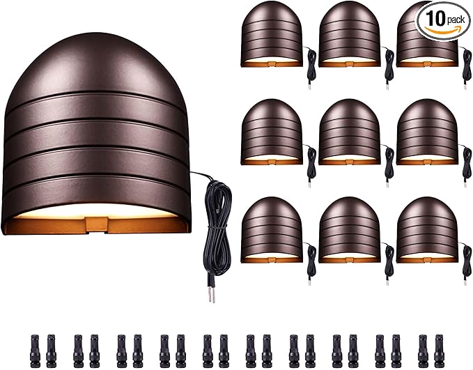 LED Landscape Step Lights - 2700K/3000K/3500K/4000K/5000K Selectable, Low Voltage Deck Lights, Outdoor Waterproof Aluminum Lighting Oil-Rubbed Bronze for Yard Stair Railing 10 Pack