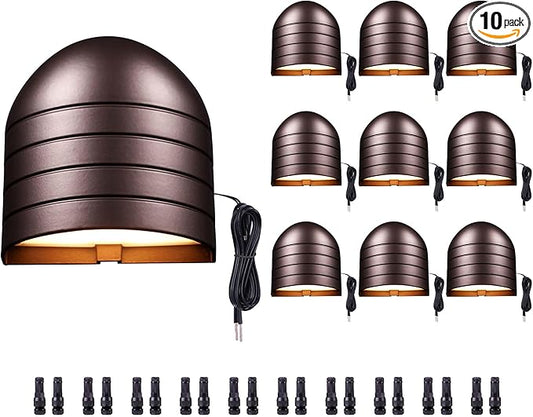 LED Landscape Step Lights - 2700K/3000K/3500K/4000K/5000K Selectable, Low Voltage Deck Lights, Outdoor Waterproof Aluminum Lighting Oil-Rubbed Bronze for Yard Stair Railing 10 Pack