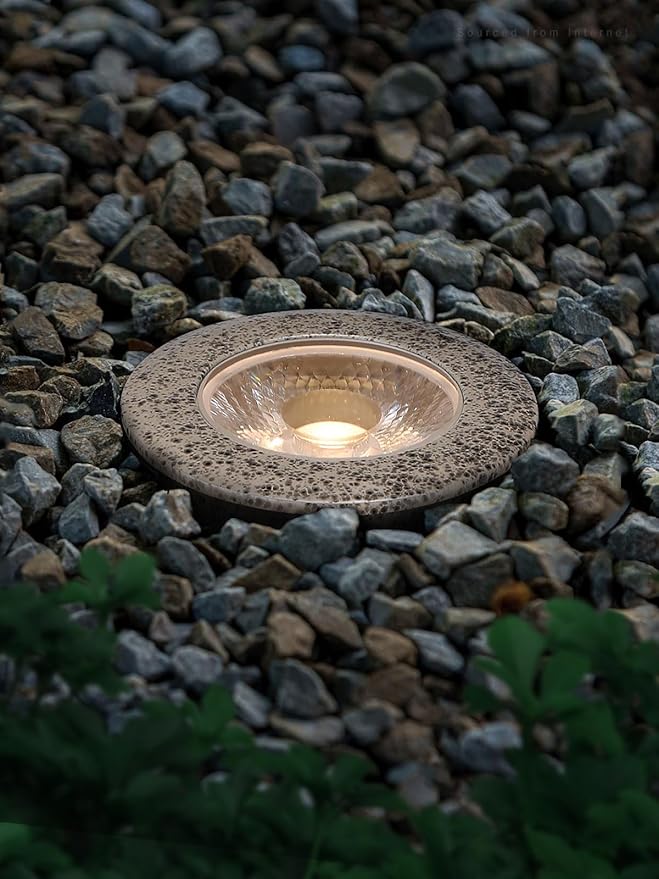 LEONLITE 3W Well Lights Landscape LED In Ground, 320LM 12-24V AC/DC Low Voltage, CRI90 IP67 Waterproof Inground Well Lights Outdoor, Rock Color, Aluminum, Embedded Parts Included, 3000K, Pack of 6