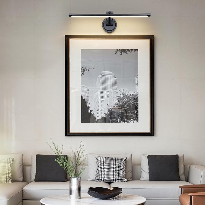 Hardwired 23.6 Inch 14W Black Picture Lights for Wall LED Picture Frame Light Dimmable Painting Lights for Wall Portrait Artwork Warm White
