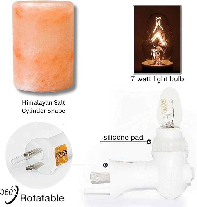 Spantik Himalayan Rock Salt Night Light Cylinder Shape 2Pack