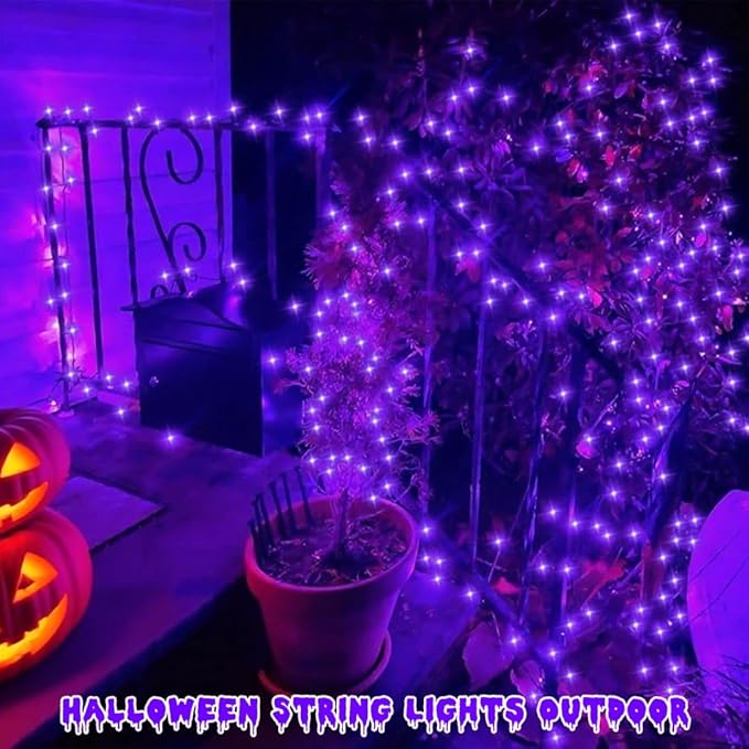 QITONG 165ft 500 LED Purple String Lights, Christmas Lights Outdoor Waterproof with 8 Modes, Green Wire Twinkle Lights Plug in Indoor