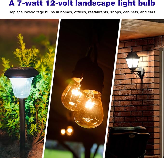 20 Pcs-7w 12v Low Voltage Landscape Light Bulbs, T5 Low Watt Incandescent Lights Replacement Deck Lights Bulb, 7 Watt Light Bulbs for Home Cabinet Automotive Outdoor Garden Deck Yard