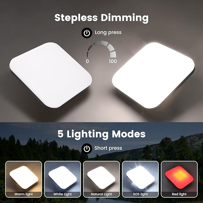 LED Camping Lantern Rechargeable 1700LM, IPX5 Waterproof Portable Tent Lights with Magnetic Base