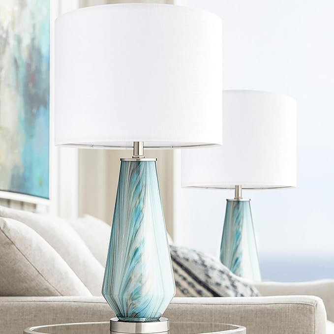 Set of 2 Pure White Textured Drum Lamp Shade Linen Lamp Shades 14"op x 14“Bottom x 11”High(Spider) Medium Modern lampshade for Table Lamp & Bedside Lamp - Top and Bottom Self Trim