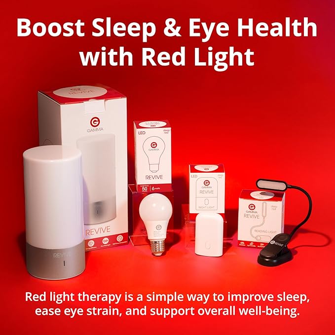 Revive - 670nm Red Lamp by Gamma - Sleep Light - Melatonin Promoting Natural Sleep Aid, Bedroom & Nursery Nightlight