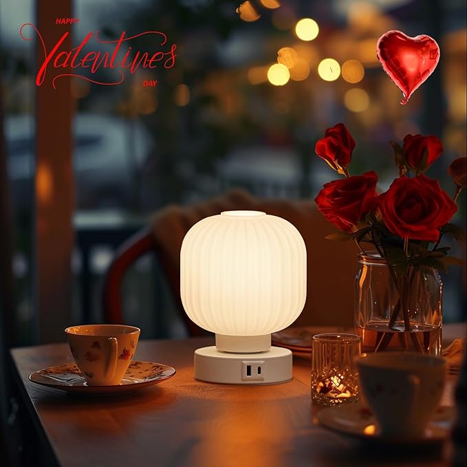 Touch Bedside Glass Table Lamp Set of 2 with 3 Way Dimmable Light, Small Table Lamps with USB C+A Charging Ports - Bedroom Nightstand & Living Room Essential, Bulb Included
