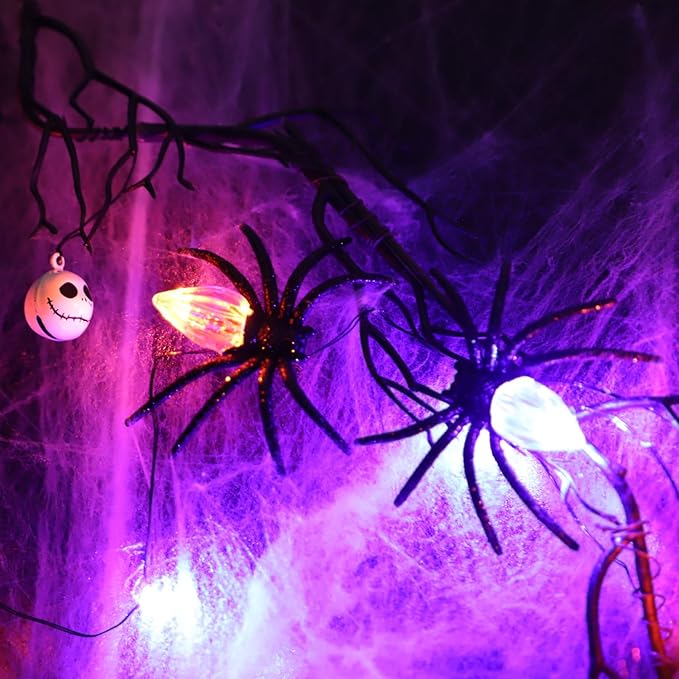 Nature Rattan Pumpkin String Lights Fall Garland with Lights Battery Operated with Remote - Perfect Thanksgiving Halloween Fall Decorations (Spider Fairy)