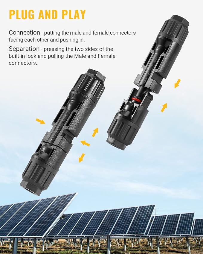 BougeRV 44PCS Solar Connector with Spanners IP67 Waterproof Solar Panel Cable Connectors Male/Female 22Pairs(10AWG)
