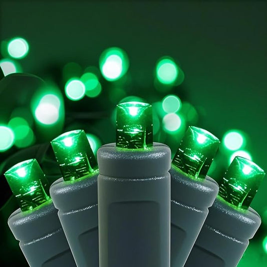 100 LED 5MM Green Christmas Lights, 33FT Indoor/Outdoor String Light, Mini Lights for Garden, Patio, Christmas Trees - Green Wire, Commercial Grade, UL Listed