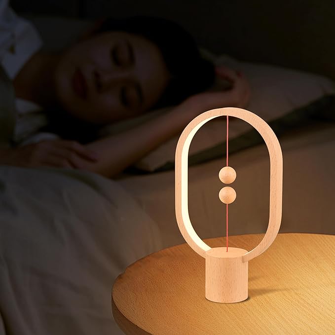 Magnetic Lamp - USB-Powered LED Table Lamp with Floating Design- - Perfect for Home, Office, Dormitory, Hotel and Living Room（Wood）