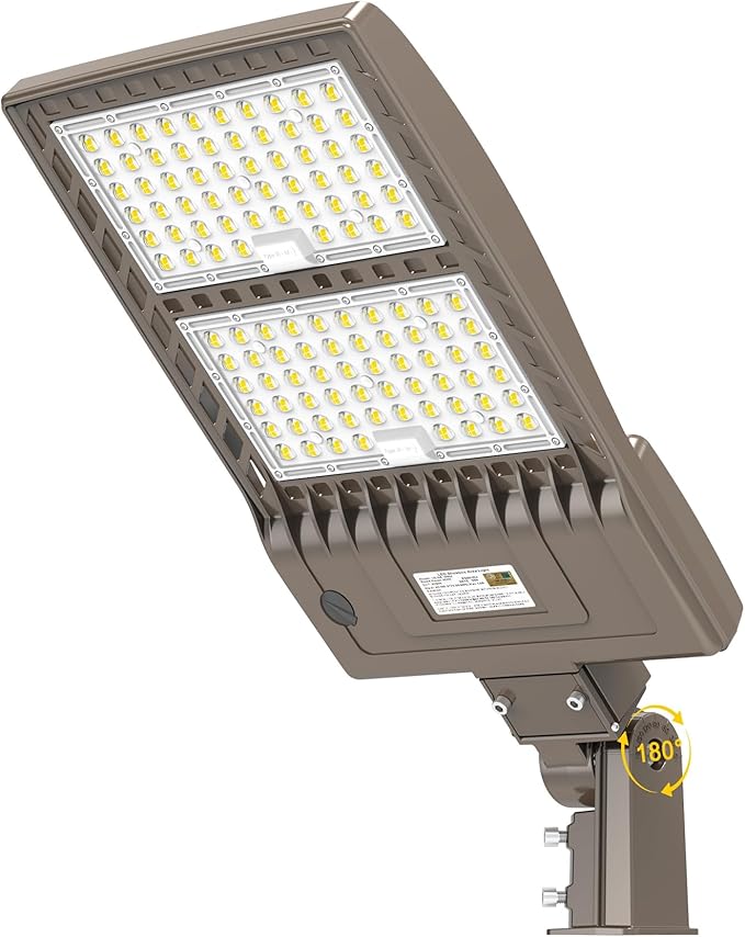 320W LED Parking Lot Lighting with Dusk to Dawn Photocell 44800LM LED Shoebox Pole Lights Fixture 1000W HID/HPS Replacement 5000K IP65 AC 100-277V DLC UL Listed Outdoor Area Street Security Lighting