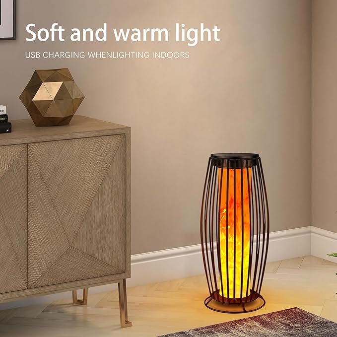 Solar Outdoor Floor Lamp, Flickering Flame Solar Outdoor Light,Solar Lanterns Outdoor Waterproof, Auto On/Off Solar Lantern for Porch, Garden, Patio, Lawn, Deck, Decorating