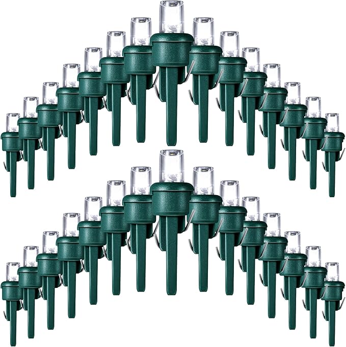 Honoson 180 Count 5 mm LED Halloween Replacement Bulbs Bulk Wide Angle Christmas Light Xmas Tree String Replacement Festival Light Decoration (Green Base with Cold White Bulb)