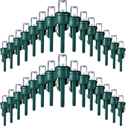 Honoson 180 Count 5 mm LED Halloween Replacement Bulbs Bulk Wide Angle Christmas Light Xmas Tree String Replacement Festival Light Decoration (Green Base with Cold White Bulb)