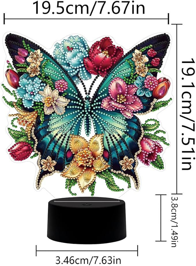 Cute Butterfly Diamond Art Painting Night Light,Diamond Art Painting Kits Desktop Touch Lamp Ornaments for Tabletop Decor Diamond Art Accessories for Adult Beginner Bedrooms Living Room