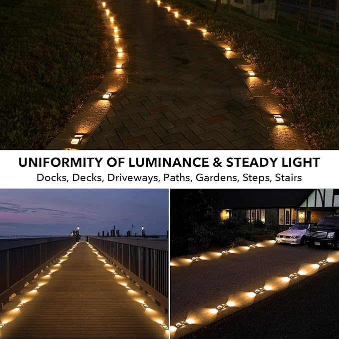 AGPTEK Solar Driveway Lights 4 Pack, Solar Deck Lights Outdoor Dock Marine Lights LED Dock Lights Solar Powered Waterproof Driveway Marker Lights for Warning Step, Sidewalk, Pathway, Garden, Yard