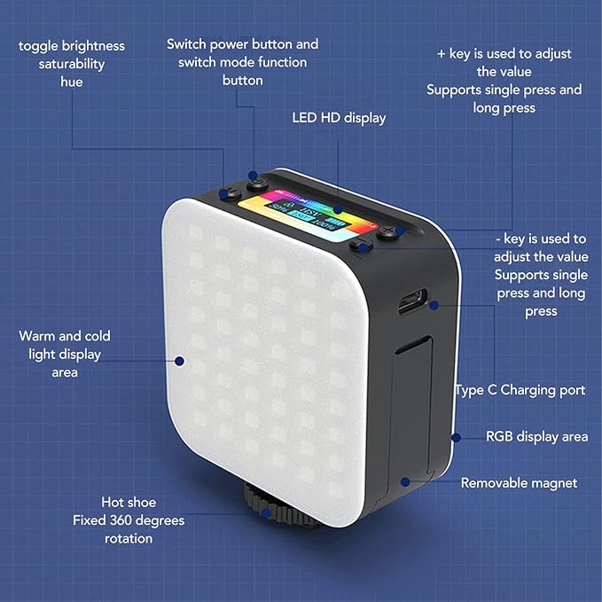 Pocket RGB Mini Fill Light, Double Sided Magnetic Portable Beauty Photography Light