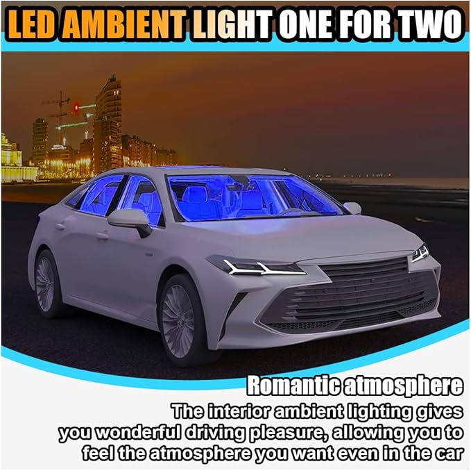 Universal Car LED Strip Light, USB Port Auto Interior Decorative Lamp, 12V Under Dash Ambient Night Light, 24 LEDs RGB Neon Interior Atmosphere Lights, LED Ambient Lights for Car SUV (Blue, USB)