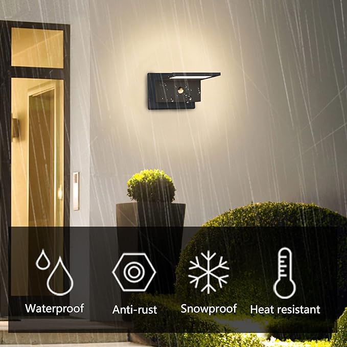 Lustrlach Motion Sensor Outdoor Wall Sconce LED Front Porch Light Wired IP54 Waterproof Modern Aluminum Exterior Light Fixture for House Garage Garden