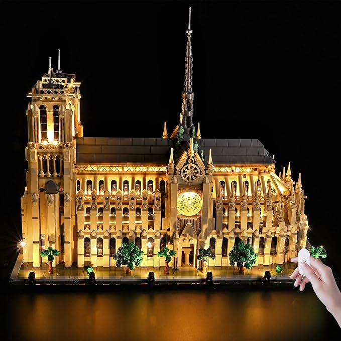 BrickSoul Upgrade Light Kit for Lego 21061 Architecture Notre-Dame de Paris Building Set | with ON/Off & Dimmer Switch & Hidden Cable Tech | Easy Install Lighting Set (21061 Set NOT Included)