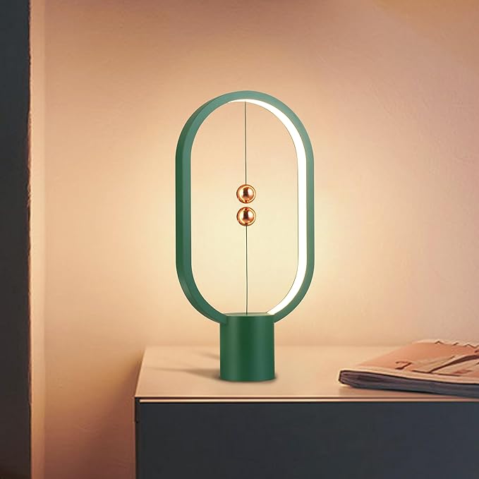 Heng Balance Light, USB Powered LED Table lamp, Creative, Magnetic Switch Night Light, dimmable Eye Protection Table lamp, Used for Gifts, Decoration Bedside, Dormitory and Office(Green)