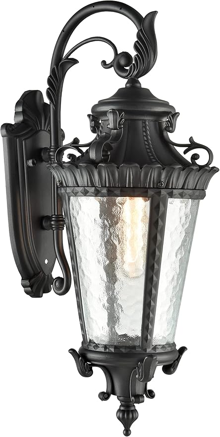 SAMTEEN Black Outdoor Wall Lights Exterior Wall Sconce 21.6" H Water Glass Outdoor Wall Lantern Waterproof Outside Porch Light Fixtures for House Garage Doorway