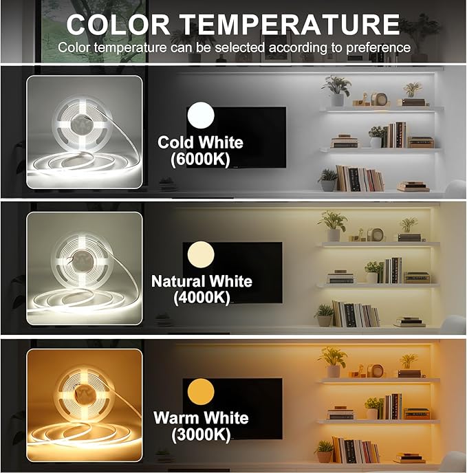 IP68 Waterproof Neon COB LED Strip Light, 16.4ft 24V Ultra-Thin 5mm 4000K LED Tape Light CRI>90 400LEDs/m for Home Cabinet Bathroom Outdoor Pool Decoration (Without Power Supply)