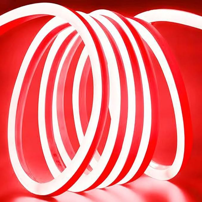 LED Neon Strip Lights, 23ft AC 110V-130V Super Bright Rope Light Sign String 14000LM Waterproof IP68 for Outdoor Indoor Commercial Lighting Decor(Red)