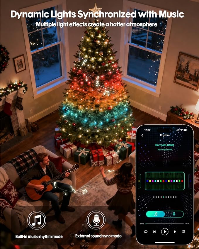 Color Changing Globe String Lights, 33ft Smart Fairy String Lights with APP Control, Mini Ball LED Twinkle Lights Hanging for Indoor Outdoor Bedroom Party Garden Camping Christmas Decoration