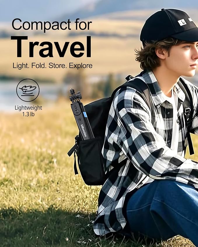 UBeesize 70'' Auto Face Tracking Tripod 360° Rotation with Stand, Phone Tripod with Fill Light, Selfie Stick & Phone Stand for Recording, Vlog/Live Stream/Video/TikTok, Compatible with iPhone/Android