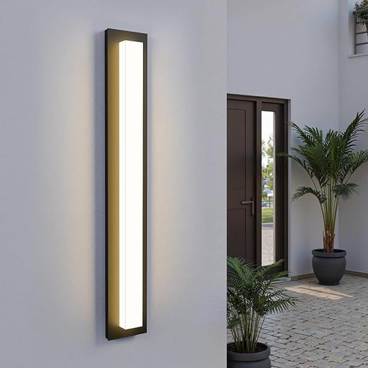 LamQee 31.5 in Aluminum Long Outdoor Wall Lights, 2900K 2000LM LED Waterproof IP65, Linear Modern Exterior Lighting Fixtures Wall Mount Outside Sconce Acrylic Shade for House Porch Patio Garage Door