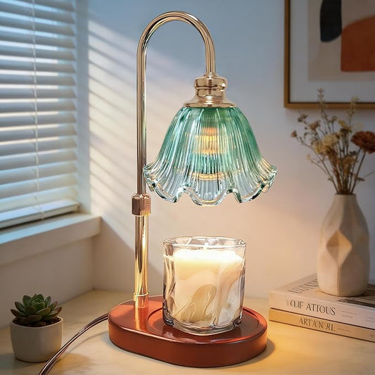 Candle Warmer Lamp with Timer: Birthday Gifts for Women, House Warming Gifts New Home Decor – Height Adjustable Candle Lamp for Mom, Anniversary - Walnut Solid Wood Base, with 2 Bulbs