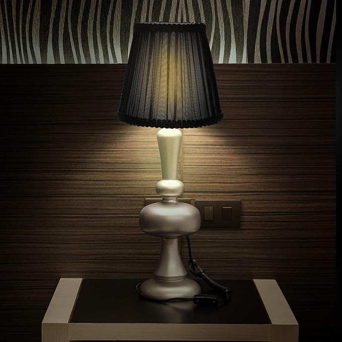 Lurrose Black Decor Lamp Shades Cloth Lamp Shade Covers, Clip On Bulb Lamp Shade Fabric Lampshade with Harp Pleated Cone for Table Chandelier Wall Lamp, Black Drum Lamp Shades Vintage Decor