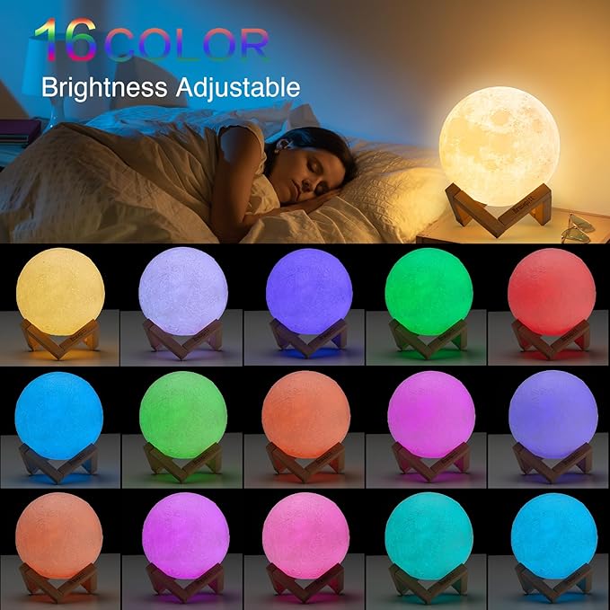 Moon Lamp Galaxy Lamp Upgraded Timing 7.1 Inch 16 Colors 3D Moonlight Galaxy Light,Moon Night Light for Adults,Kids Lamp Moon Gifts for Women Girls Boys Bedroom