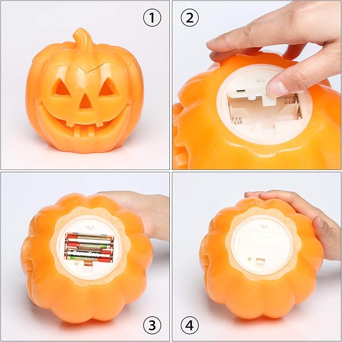 Halloween Smile Lighted Pumpkin with 10-Key Remote, Pumpkin Shaped Flameless Real Wax Flickering Candle with Timer for Home Table Centerpiece Decoration