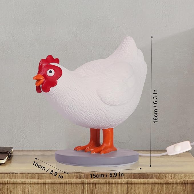 Ammonite Chicken Lamp With Egg in Butt, 3D Laying Egg Night Light, Funny Resin Lifelike LED USB Warm Light Table Lamp, Easter Christmas Birthday Gift