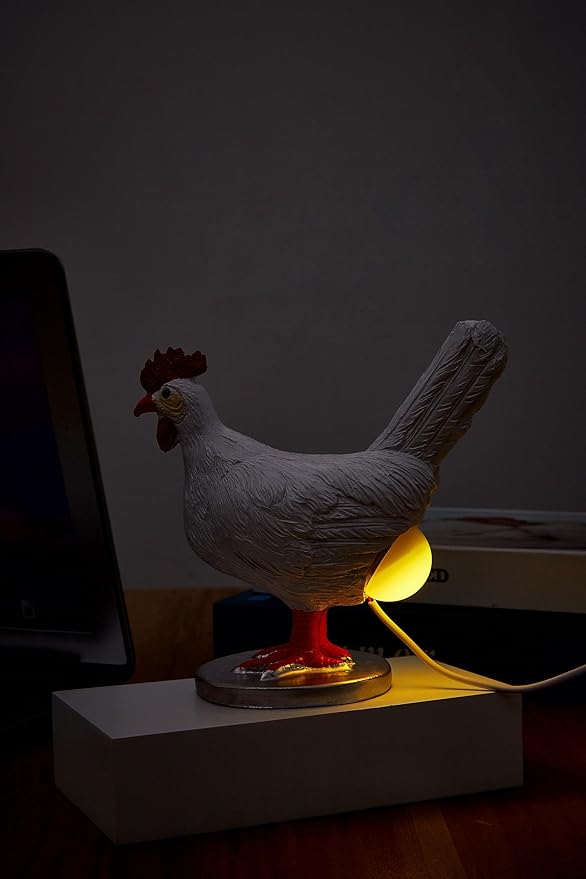 Upgraded Chicken Egg Lamp, Chicken Lamp, 16 Colors Change with Remote Control, 3D Resin Chicken Night Light with USB, Color Gift Box, Easter Birthday Gift for Friends (F)