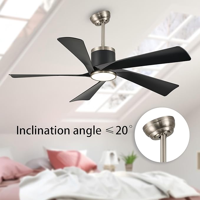 Ceiling Fans with Lights,52 inch Black Ceiling fan with App and Remote Control,Reversible modern DC ceiling fans,3CCT,Dimmable,Noiseless,Ceiling Fan for Bedroom,Living Room,Indoor/Outdoor Use