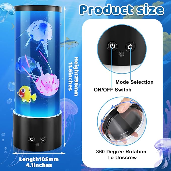 Jellyfish Lamp, Mothers Day Gifts, Jellyfish Tank Mood Light, Table Lamp for Home Decor, Relaxation and Sleep, Jellyfish Aquarium with 17 Colors Changing, Birthday Day Gifts for Women, Kids