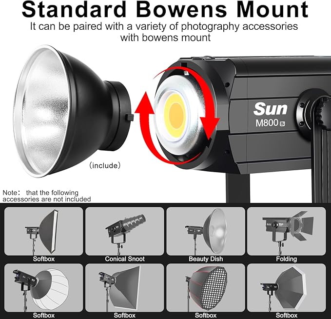 320W COB LED Video Light,Bi Color Silent Studio Lights with Bowens Mount,160000Lux/1m 2700K-6500K CRI 97+ Photography Lighting for Video Recording