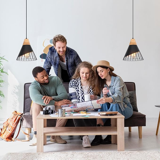 Black Pendant Light, 1 Pack 9.4inch Modern Pendant Lights, Farmhouse Pendant Light, Kitchen Pendant Lighting, Black Pendant Lights Kitchen Island for Living Room, Bar, Bedroom, Office
